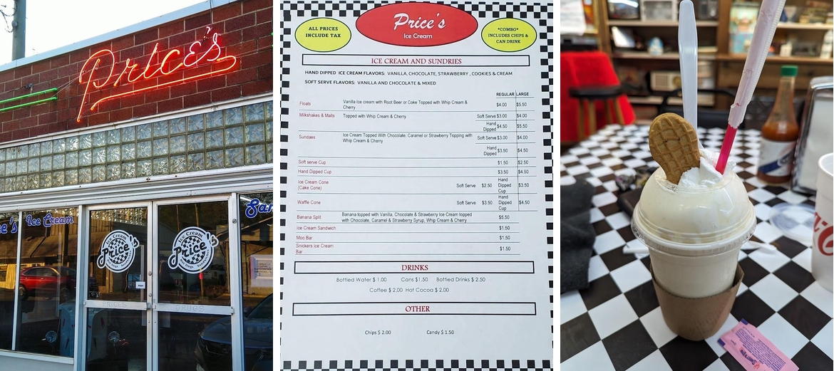 Price's Ice Cream Menu